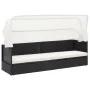 Sofá de jardín con dosel negro ratán sintético de vidaXL, Tumbonas - Ref: Foro24-49393, Precio: 196,60 €, Descuento: %