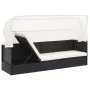 Sofá de jardín con dosel negro ratán sintético de vidaXL, Tumbonas - Ref: Foro24-49393, Precio: 196,60 €, Descuento: %