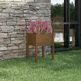 Jardinera de madera maciza de pino marrón miel 50x50x70 cm de vidaXL, Maceteros y jardineras - Ref: Foro24-810805, Precio: 35...