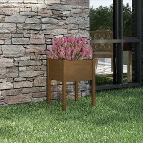 Jardinera de madera maciza de pino marrón miel 50x50x70 cm de vidaXL, Maceteros y jardineras - Ref: Foro24-810805, Precio: 35...