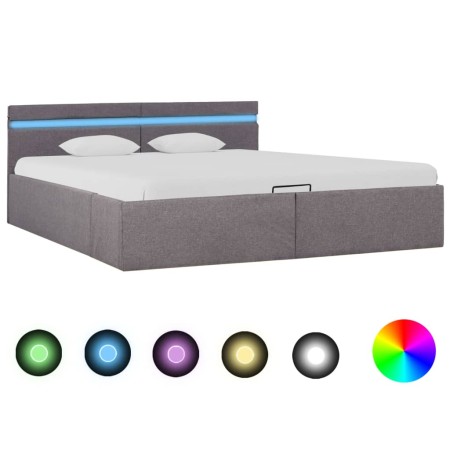 Cama canapé hidráulica almacenaje LED tela gris topo 160x200 cm de vidaXL, Camas y somieres - Ref: Foro24-285628, Precio: 347...