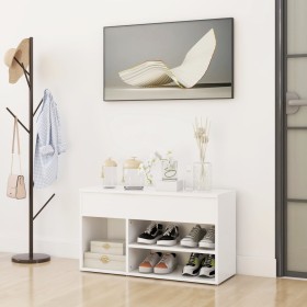 Banco zapatero de madera contrachapada blanco 80x30x45 cm de vidaXL, Zapateros y organizadores de calzado - Ref: Foro24-80874...