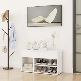 Banco zapatero de madera contrachapada blanco 80x30x45 cm de vidaXL, Zapateros y organizadores de calzado - Ref: Foro24-80874...