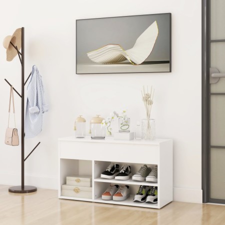 Banco zapatero de madera contrachapada blanco 80x30x45 cm de vidaXL, Zapateros y organizadores de calzado - Ref: Foro24-80874...