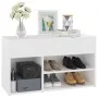 Banco zapatero de madera contrachapada blanco 80x30x45 cm de vidaXL, Zapateros y organizadores de calzado - Ref: Foro24-80874...
