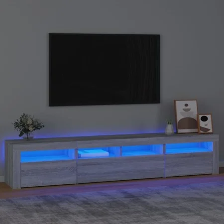 Mueble de TV con luces LED gris Sonoma 210x35x40 cm de vidaXL, Muebles TV - Ref: Foro24-3152736, Precio: 145,35 €, Descuento: %