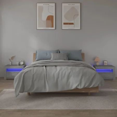 Mesitas de noche con LED 2 unidades gris sonoma 60x35x40 cm de vidaXL, Mesitas de noche - Ref: Foro24-3144973, Precio: 89,84 ...