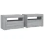 Mesitas de noche con LED 2 unidades gris sonoma 60x35x40 cm de vidaXL, Mesitas de noche - Ref: Foro24-3144973, Precio: 89,84 ...