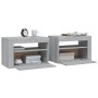 Mesitas de noche con LED 2 unidades gris sonoma 60x35x40 cm de vidaXL, Mesitas de noche - Ref: Foro24-3144973, Precio: 87,51 ...