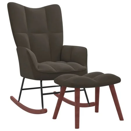 Silla mecedora con reposapiés terciopelo gris oscuro de vidaXL, Mecedoras - Ref: Foro24-328151, Precio: 160,64 €, Descuento: %