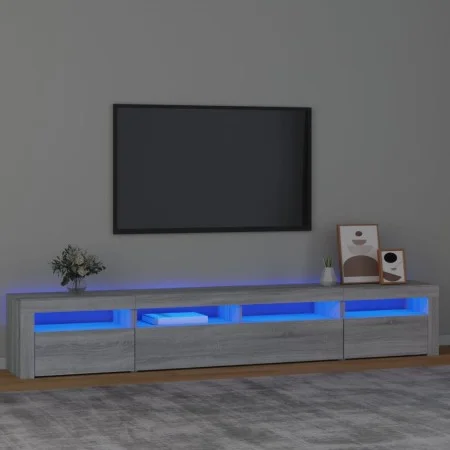 Mueble de TV con luces LED gris Sonoma 240x35x40 cm de vidaXL, Muebles TV - Ref: Foro24-3152728, Precio: 160,71 €, Descuento: %