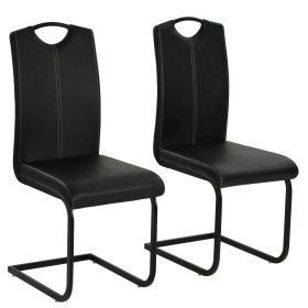 Sillas de comedor voladizas 2 unidades cuero sintético negro de vidaXL, Sillas de comedor - Ref: Foro24-246193, Precio: 156,9...