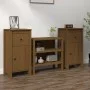 Aparadores 2 uds madera maciza de pino marrón miel 40x35x80 cm de vidaXL, Aparadores - Ref: Foro24-813761, Precio: 87,50 €, D...