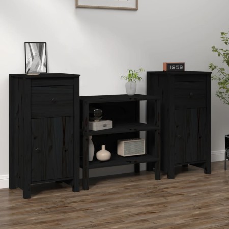 Aparadores 2 uds madera maciza de pino negro 40x35x80 cm de vidaXL, Aparadores - Ref: Foro24-813763, Precio: 103,35 €, Descue...