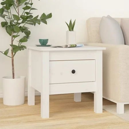 Mesa auxiliar de madera maciza de pino blanco 40x40x39 cm de vidaXL, Mesas auxiliares - Ref: Foro24-813786, Precio: 46,49 €, ...