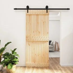 Puerta corredera con herrajes madera maciza de pino 85x210 cm de vidaXL, Puertas - Ref: Foro24-3203232, Precio: 153,86 €, Des...