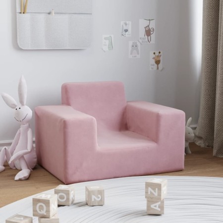 Sofá para niños felpa suave rosa de vidaXL, Mobiliario para bebés y niños pequeños - Ref: Foro24-341814, Precio: 39,23 €, Des...