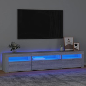 Mueble de TV con luces LED gris sonoma 195x35x40 cm de vidaXL, Muebles TV - Ref: Foro24-3152744, Precio: 129,83 €, Descuento: %