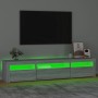 Mueble de TV con luces LED gris sonoma 195x35x40 cm de vidaXL, Muebles TV - Ref: Foro24-3152744, Precio: 129,83 €, Descuento: %