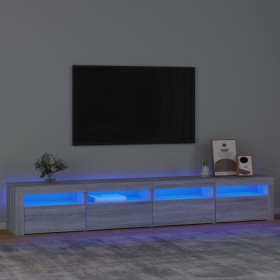 Mueble de TV con luces LED gris Sonoma 240x35x40 cm de vidaXL, Muebles TV - Ref: Foro24-3152768, Precio: 156,99 €, Descuento: %