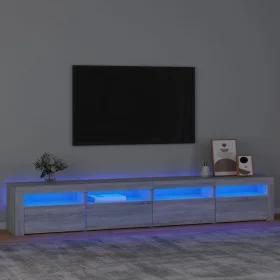 Mueble de TV con luces LED gris Sonoma 240x35x40 cm de vidaXL, Muebles TV - Ref: Foro24-3152768, Precio: 156,02 €, Descuento: %