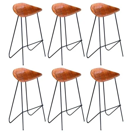 Taburetes de cocina 6 unidades cuero auténtico marrón de vidaXL, Taburetes de cocina - Ref: Foro24-276366, Precio: 720,18 €, ...