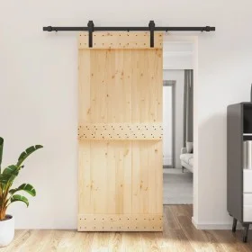 Schiebetür mit Beschlägen aus massivem Zirbenholz 90x210 cm von vidaXL, Türen - Ref: Foro24-3202974, Preis: 177,14 €, Rabatt: %