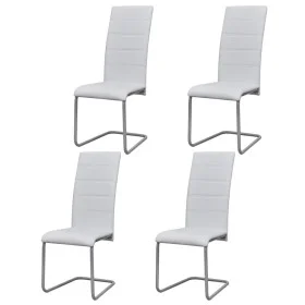 Sillas voladizas de comedor 4 unidades cuero sintético blanco de vidaXL, Sillas de comedor - Ref: Foro24-242288, Precio: 196,...