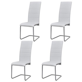 Sillas voladizas de comedor 4 unidades cuero sintético blanco de vidaXL, Sillas de comedor - Ref: Foro24-242288, Precio: 210,...