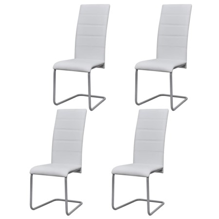 Sillas voladizas de comedor 4 unidades cuero sintético blanco de vidaXL, Sillas de comedor - Ref: Foro24-242288, Precio: 210,...