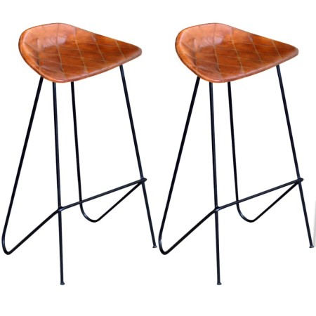 Taburetes de cocina 2 unidades cuero auténtico negro y marrón de vidaXL, Taburetes de cocina - Ref: Foro24-243305, Precio: 22...