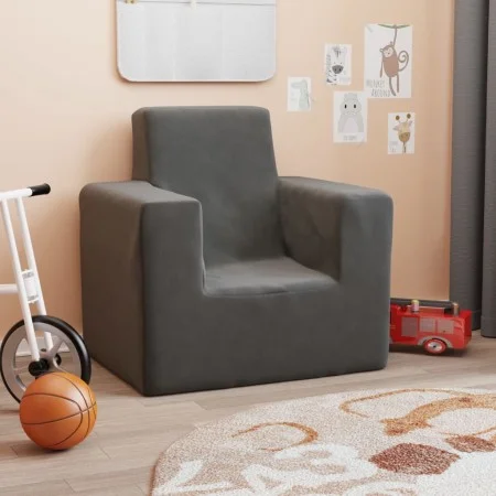 Sofá para niños felpa suave gris antracita de vidaXL, Mobiliario para bebés y niños pequeños - Ref: Foro24-341835, Precio: 37...