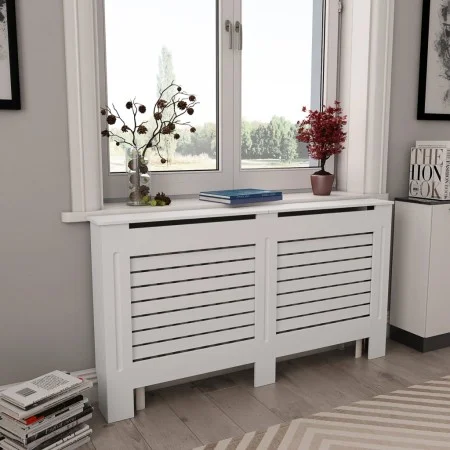 Cubierta para radiador MDF blanco 152x19x81,5 cm de vidaXL, Accesorios para radiadores de calefacción - Ref: Foro24-284321, P...
