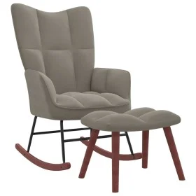 Silla mecedora con reposapiés terciopelo gris claro de vidaXL, Mecedoras - Ref: Foro24-328150, Precio: 166,06 €, Descuento: %
