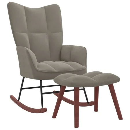 Silla mecedora con reposapiés terciopelo gris claro de vidaXL, Mecedoras - Ref: Foro24-328150, Precio: 166,06 €, Descuento: %