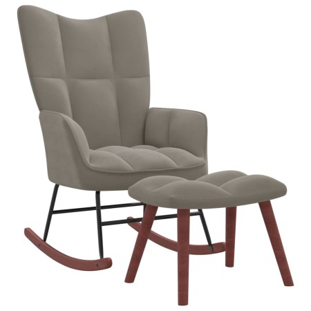 Silla mecedora con reposapiés terciopelo gris claro de vidaXL, Mecedoras - Ref: Foro24-328150, Precio: 166,79 €, Descuento: %