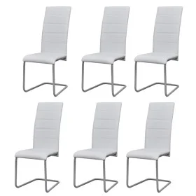 Sillas voladizas de comedor 6 unidades cuero sintético blanco de vidaXL, Sillas de comedor - Ref: Foro24-272419, Precio: 310,...