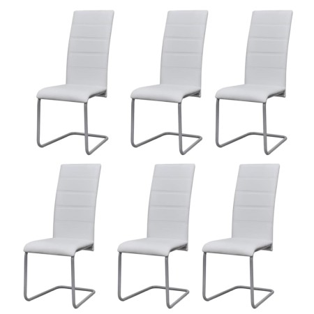 Sillas voladizas de comedor 6 unidades cuero sintético blanco de vidaXL, Sillas de comedor - Ref: Foro24-272419, Precio: 325,...