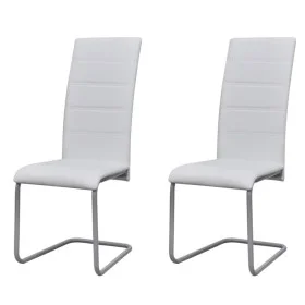 Sillas de comedor voladizas 2 unidades cuero sintético blanco de vidaXL, Sillas de comedor - Ref: Foro24-242287, Precio: 117,...