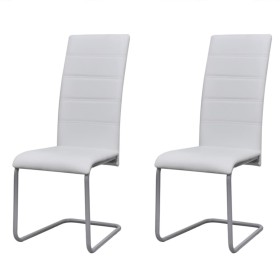 Sillas de comedor voladizas 2 unidades cuero sintético blanco de vidaXL, Sillas de comedor - Ref: Foro24-242287, Precio: 118,...