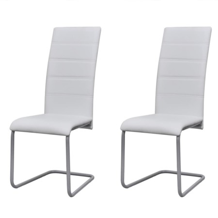 Sillas de comedor voladizas 2 unidades cuero sintético blanco de vidaXL, Sillas de comedor - Ref: Foro24-242287, Precio: 118,...