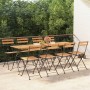 Sillas cafetería plegables 8 uds acero y madera maciza de teca en Sillas de jardín | Comprar online en Foru.es