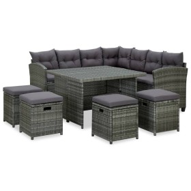 Set de muebles de jardín 6 pzas y cojines ratán sintético gris en Conjuntos de jardín | Comprar online en Foru.es