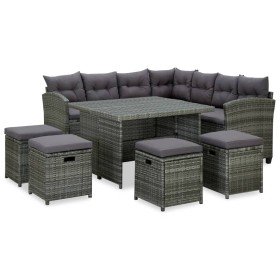 Set de muebles de jardín 6 pzas y cojines ratán sintético gris en Conjuntos de jardín | Comprar online en Foru.es