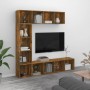 Set de estanteria/mueble TV 3 pzas roble ahumado 180x30x180 cm en Librerías y estanterías | Comprar online en Foru.es
