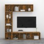 Set de estanteria/mueble TV 3 pzas roble ahumado 180x30x180 cm en Librerías y estanterías | Comprar online en Foru.es