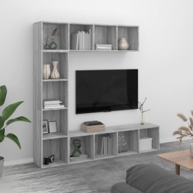 Set de estantería/mueble TV 3 pzas gris Sonoma 180x30x180 cm en Librerías y estanterías | Comprar online en Foru.es