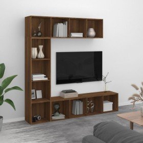 Set de estantería/mueble TV 3 pzas roble marrón 180x30x180 cm en Librerías y estanterías | Comprar online en Foru.es