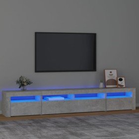 Mueble de TV con luces LED gris hormigón 240x35x40 cm en Muebles TV | Comprar online en Foru.es