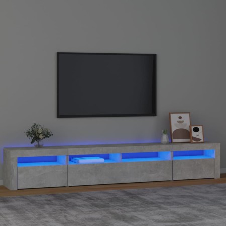 Mueble de TV con luces LED gris hormigón 240x35x40 cm en Muebles TV | Comprar online en Foru.es